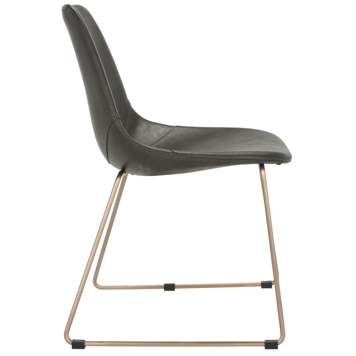 SAFAVIEH Dorian Mid-Century Modern Leather Dining Chair Grey / Copper