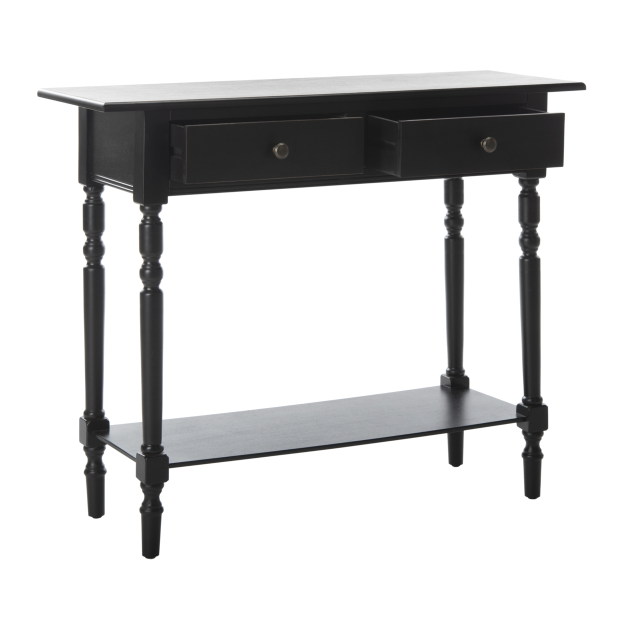 SAFAVIEH Rosemary 2-Drawer Console Table Distressed Black