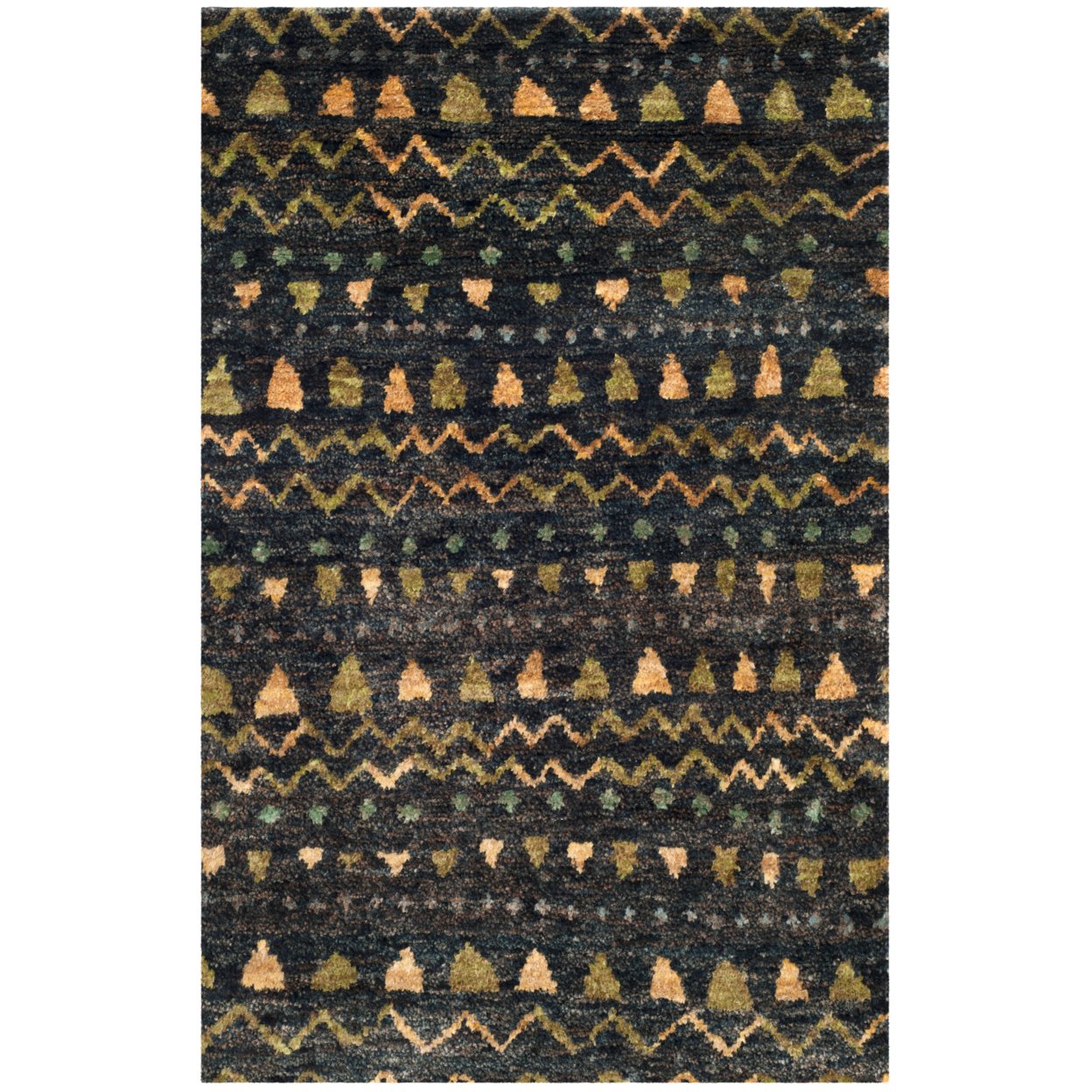 SAFAVIEH Bohemian BOH653A Hand-knotted Black / Gold Rug - 4' X 6'