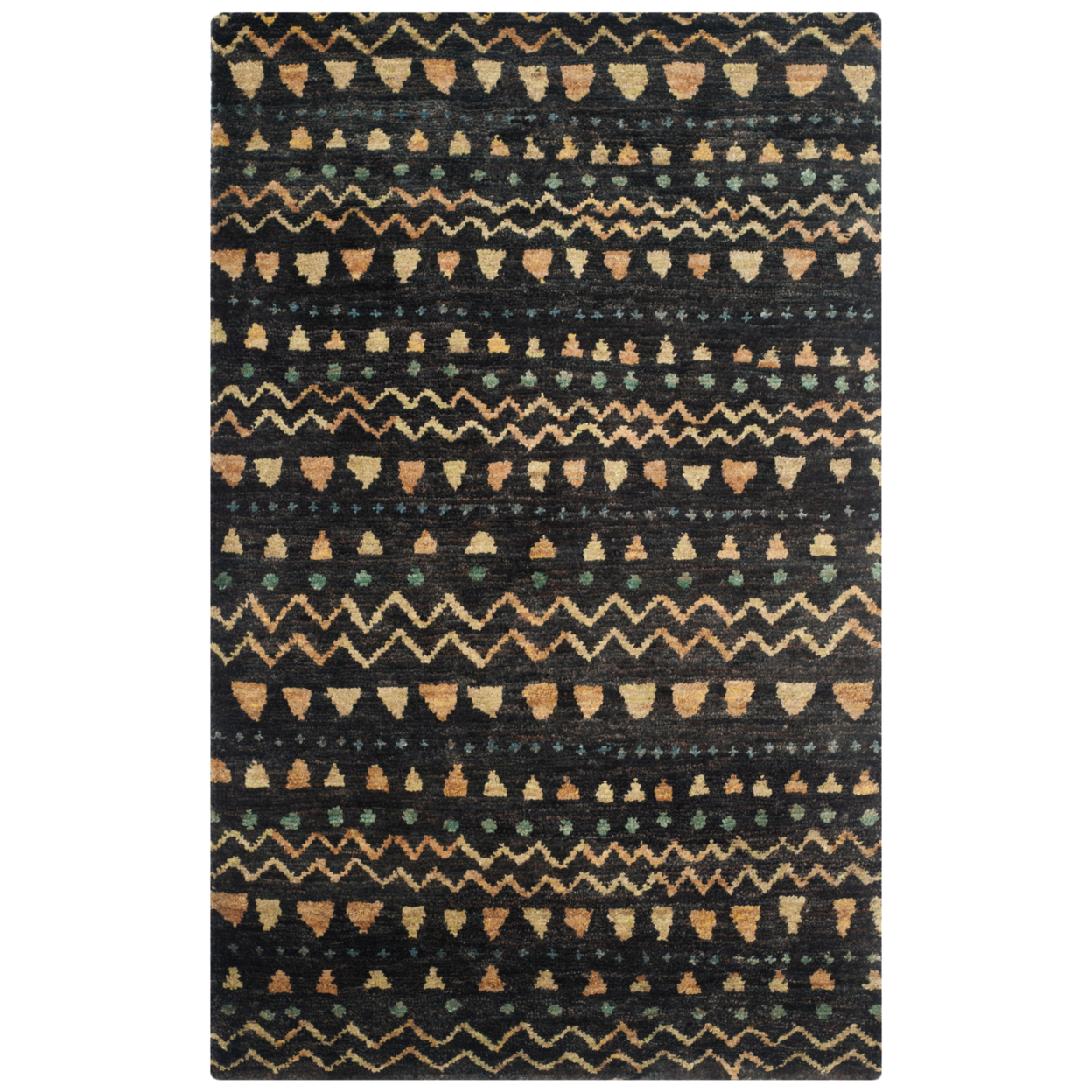 SAFAVIEH Bohemian BOH653A Hand-knotted Black / Gold Rug - 5' X 8'