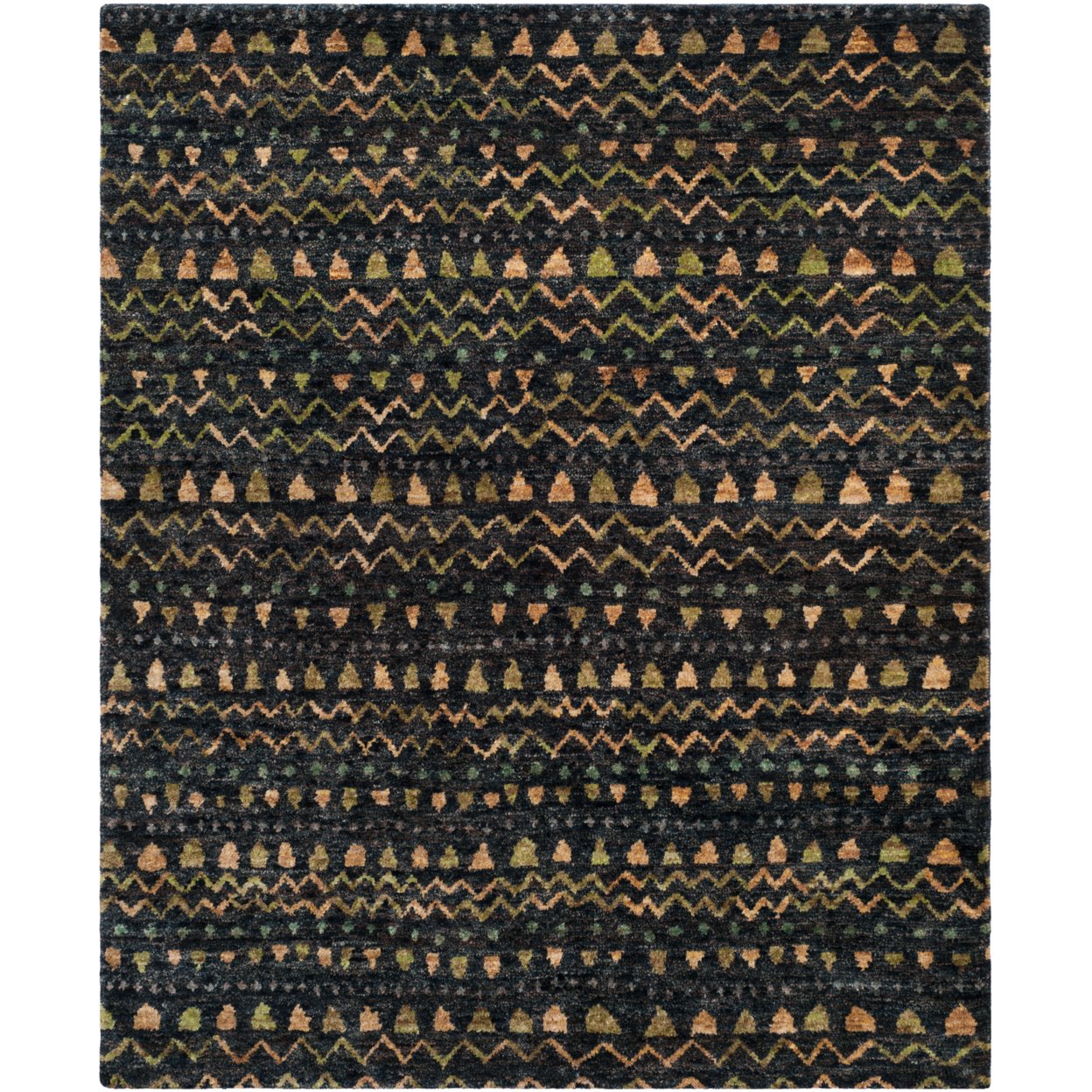 SAFAVIEH Bohemian BOH653A Hand-knotted Black / Gold Rug - 8' X 10'