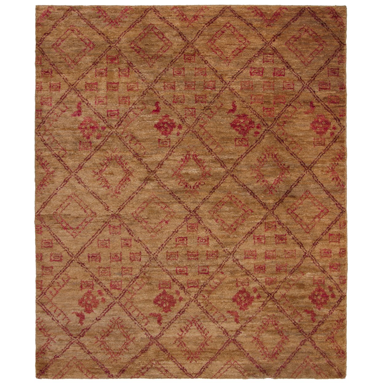 SAFAVIEH Bohemian BOH666A Hand-knotted Natural / Red Rug - 8' X 10'