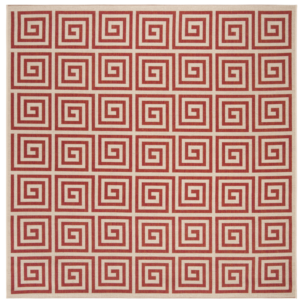 SAFAVIEH Outdoor LND129Q Linden Collection Red / Creme Rug - 6' 7 Square