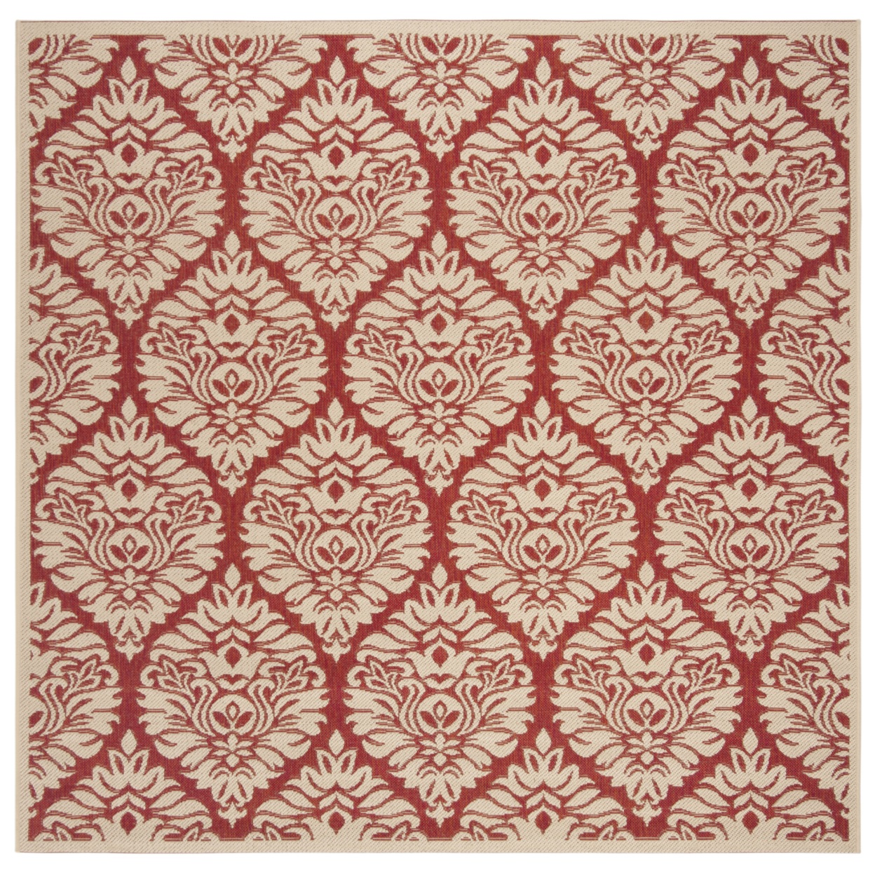 SAFAVIEH Outdoor LND135Q Linden Collection Red / Creme Rug - 6' 7 Square