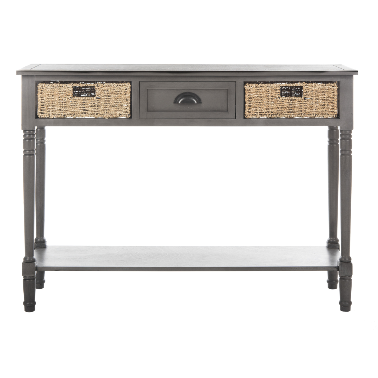 SAFAVIEH Winifred Wicker Console Table With Storage Grey