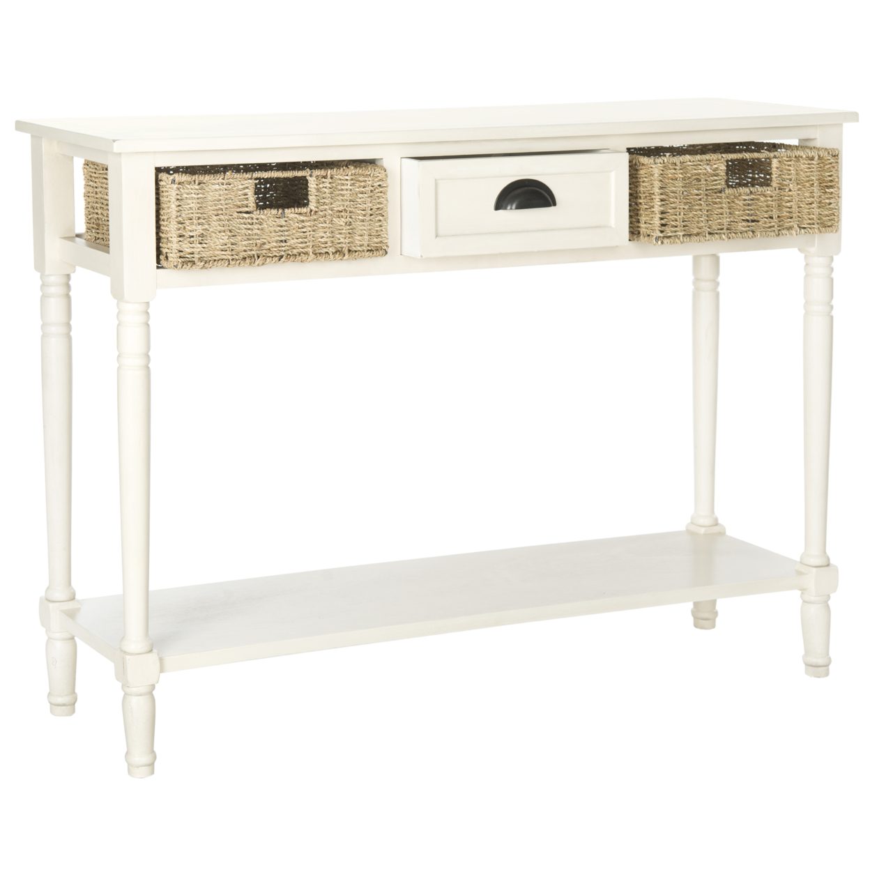 SAFAVIEH Winifred Wicker Console Table With Storage White