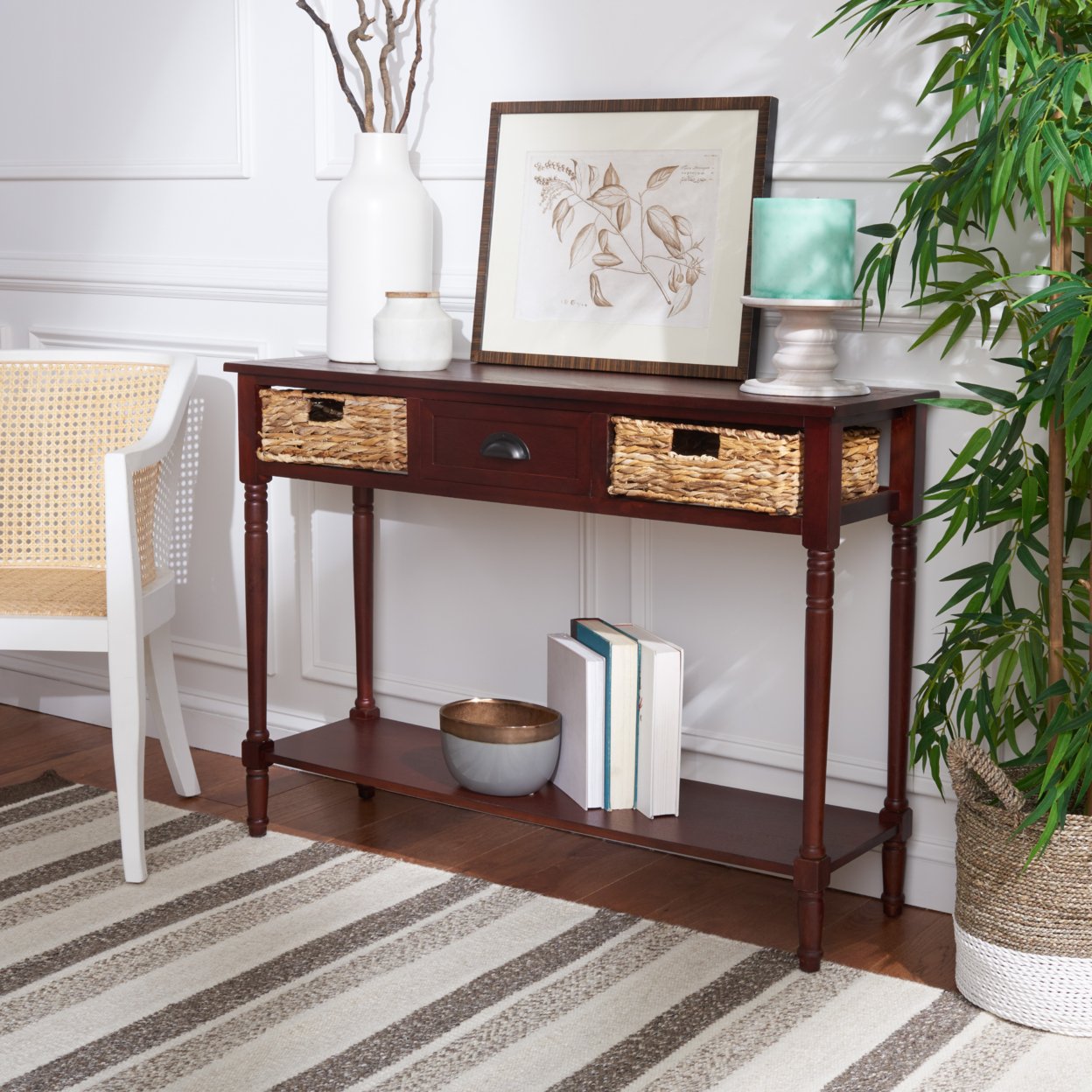 SAFAVIEH Christa Console Table With Storage Cherry