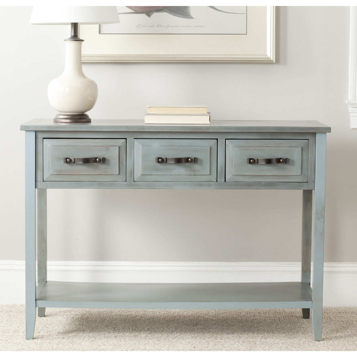 SAFAVIEH Aiden 3-Drawer Console Table Blue
