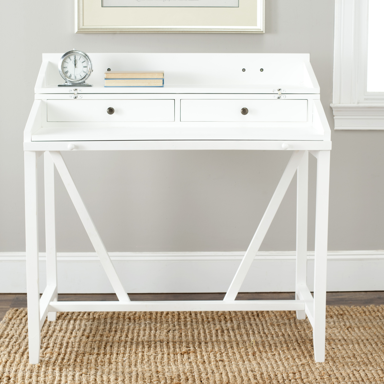 SAFAVIEH Wyatt Writing Desk With Pull-Out Table White