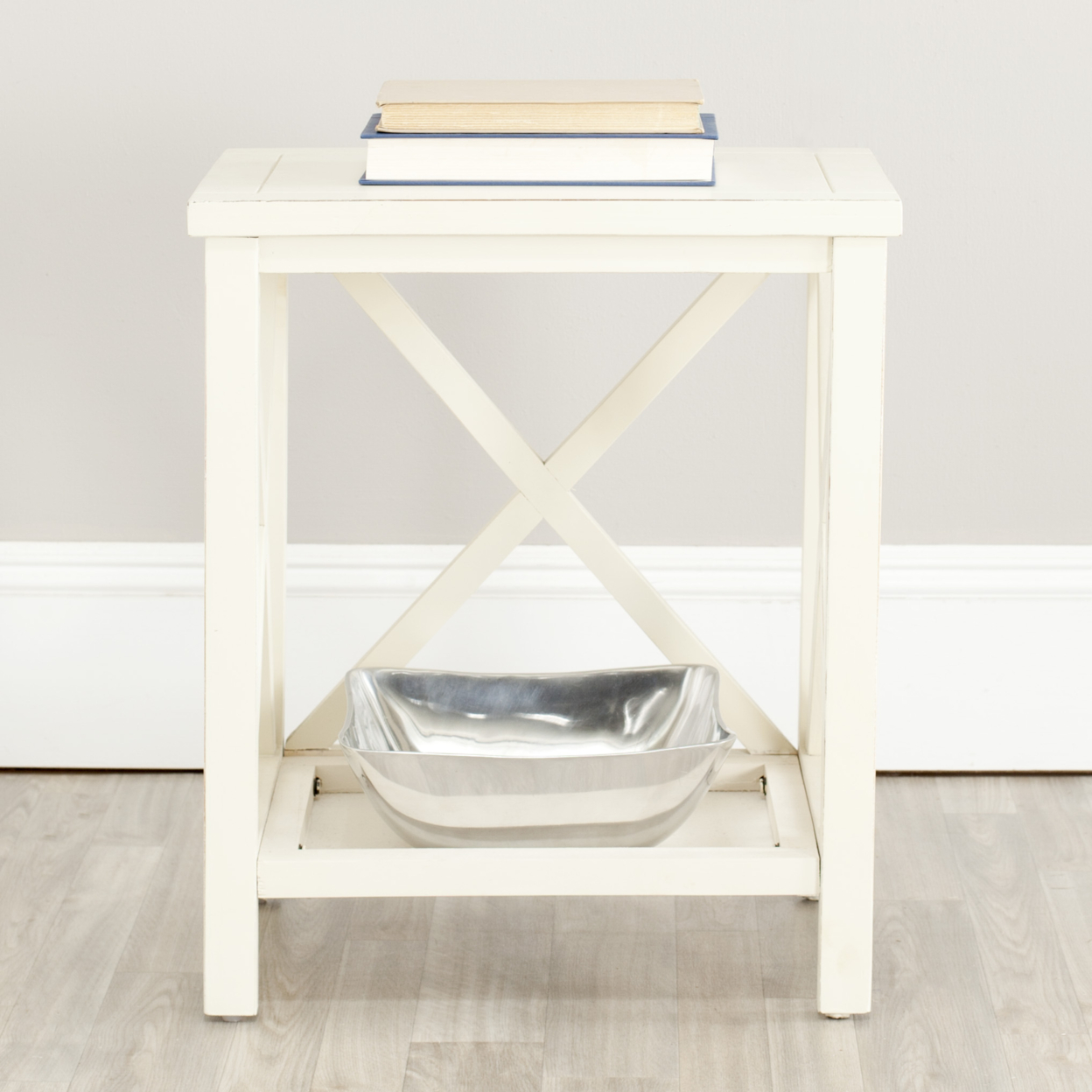 SAFAVIEH Candence Cross Back End Table White