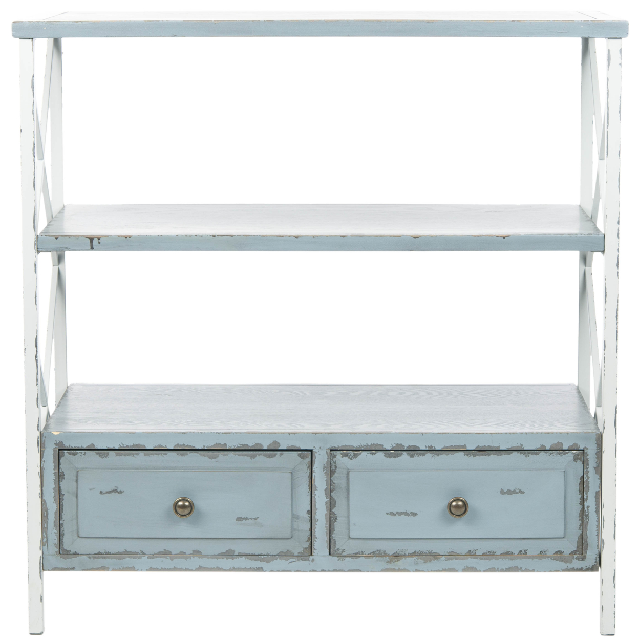 SAFAVIEH Chandra Console Table With Storage Drawers Pale Blue / White Smoke