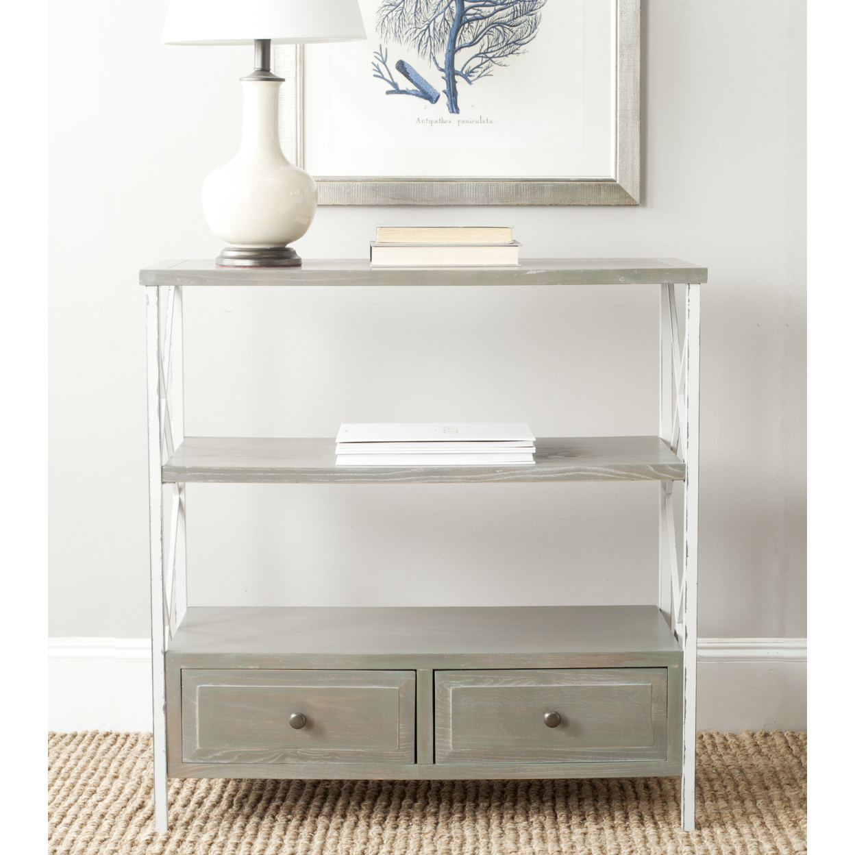 SAFAVIEH Chandra Console Table With Storage Drawers Ash Grey