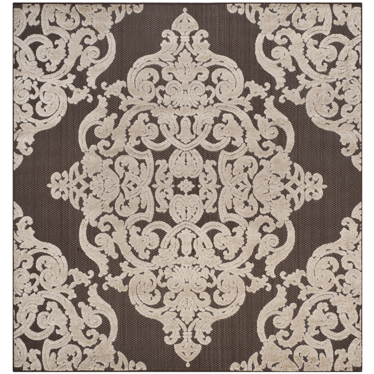 SAFAVIEH Indoor Outdoor MNR152D Monroe Collection Brown Rug - 6' 7 Square