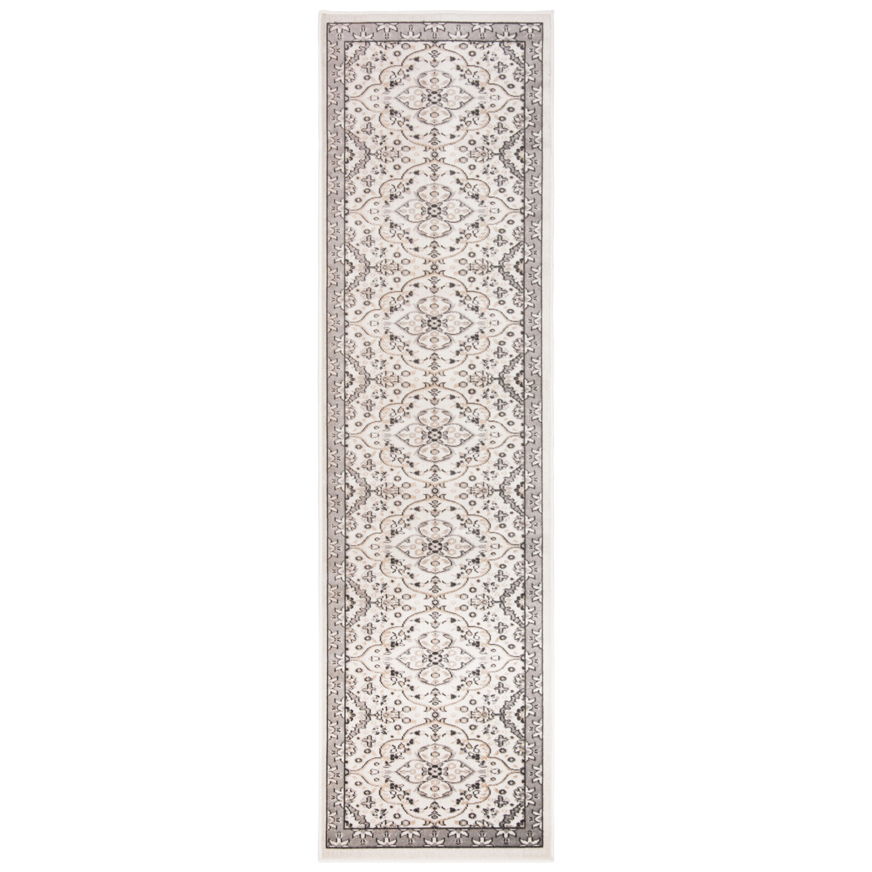 SAFAVIEH Outdoor MTG283A Montage Collection Ivory / Grey Rug - 2' 3 X 8'