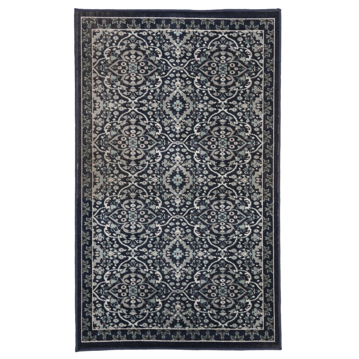 SAFAVIEH Outdoor MTG283N Montage Collection Navy / Ivory Rug - 3' X 5'