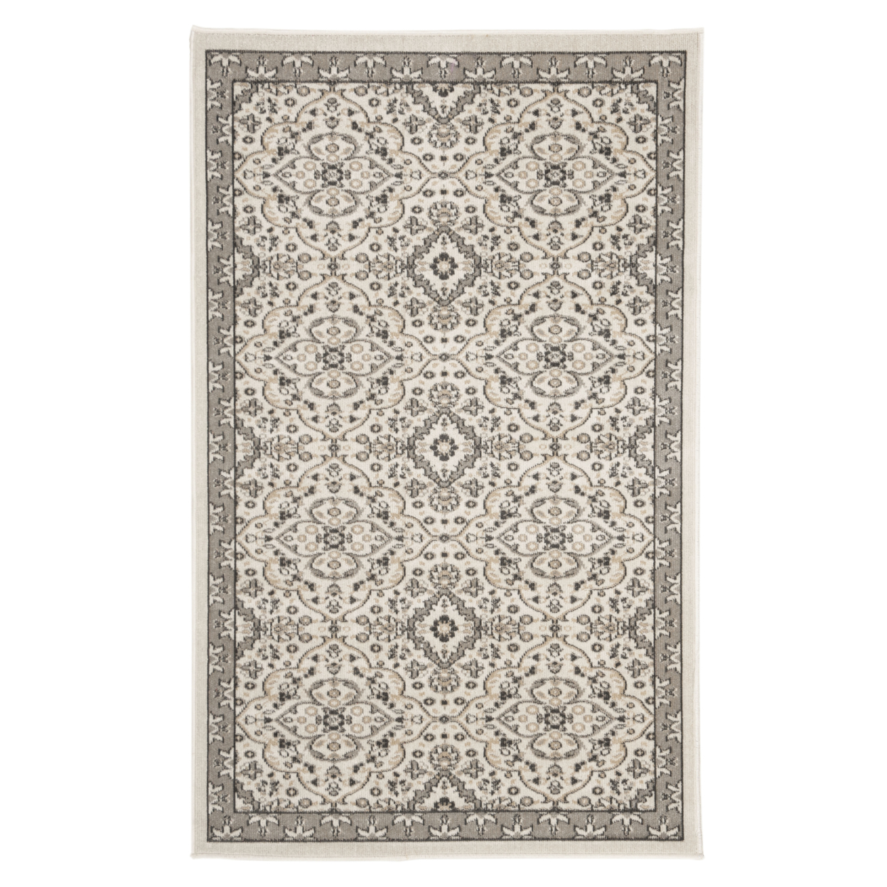 SAFAVIEH Outdoor MTG283A Montage Collection Ivory / Grey Rug - 3' X 5'