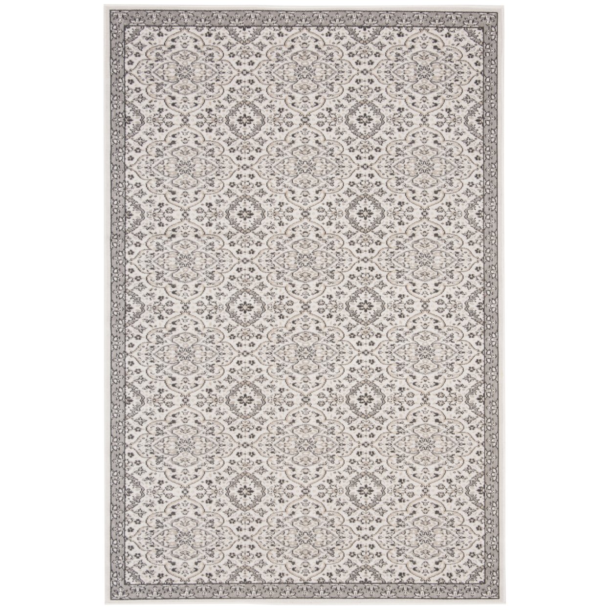 SAFAVIEH Outdoor MTG283A Montage Collection Ivory / Grey Rug - 4' X 6'