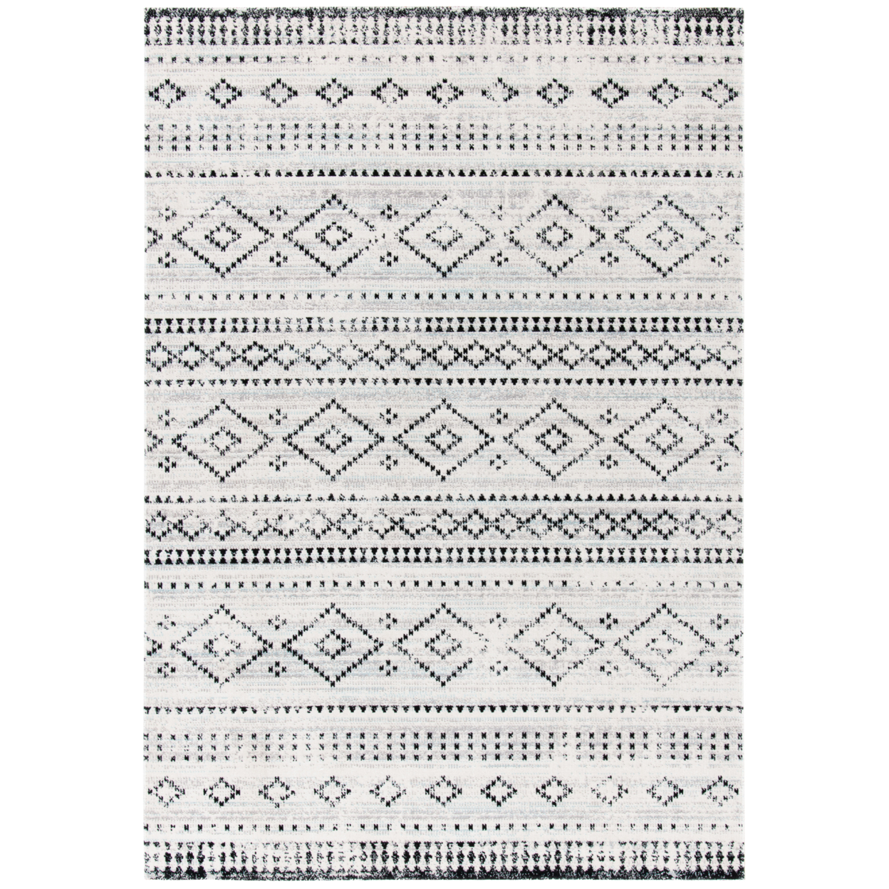 SAFAVIEH Outdoor MTG291F Montage Collection Grey / Ivory Rug - 6' X 9'