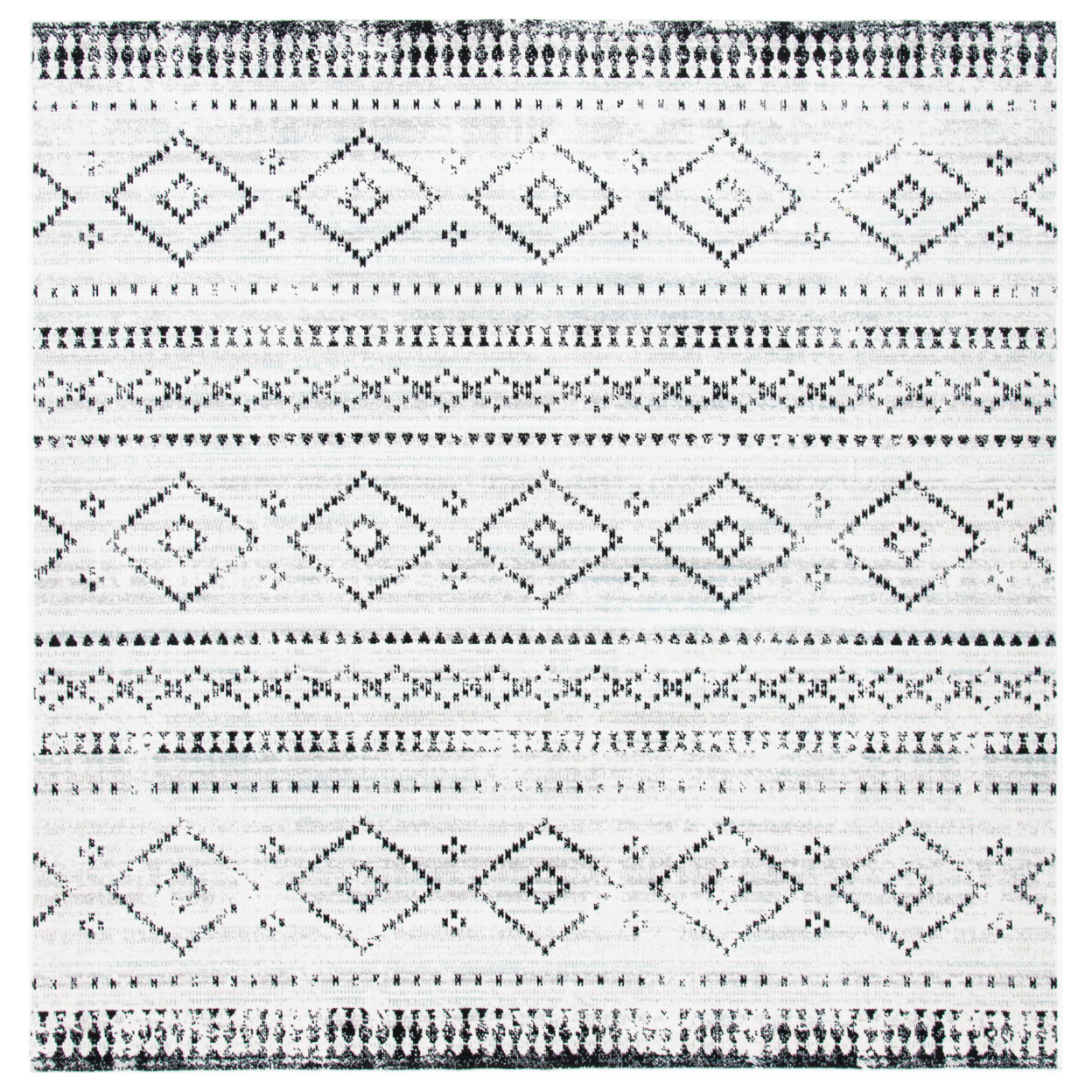 SAFAVIEH Outdoor MTG291F Montage Collection Grey / Ivory Rug - 6' 7 Square