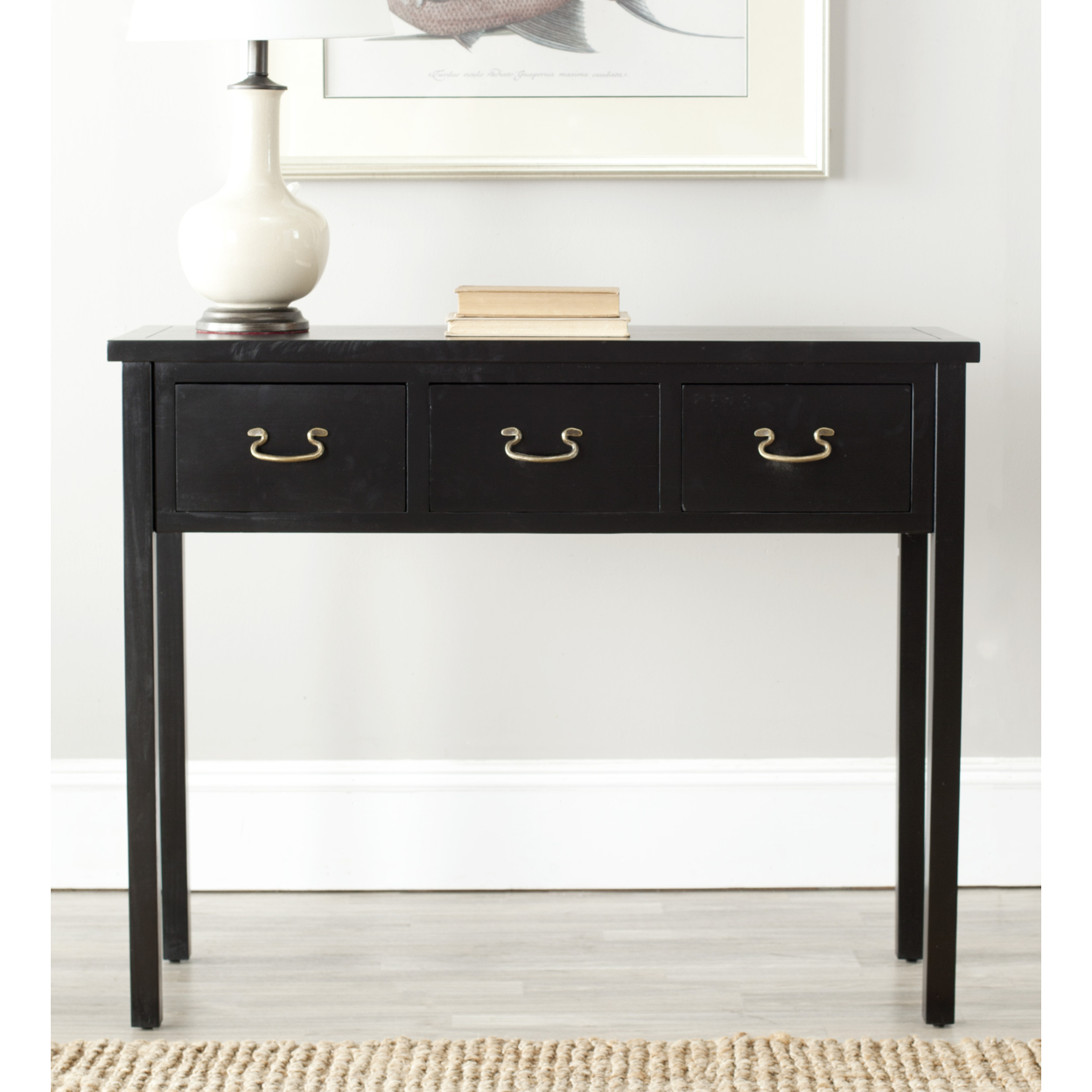 SAFAVIEH Cindy Console Table With Storage Drawers Black