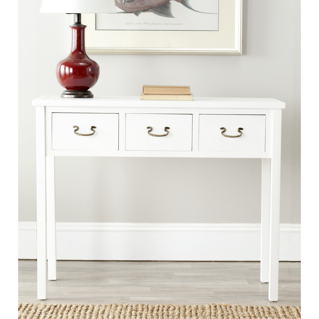 SAFAVIEH Cindy Console Table With Storage Drawers White