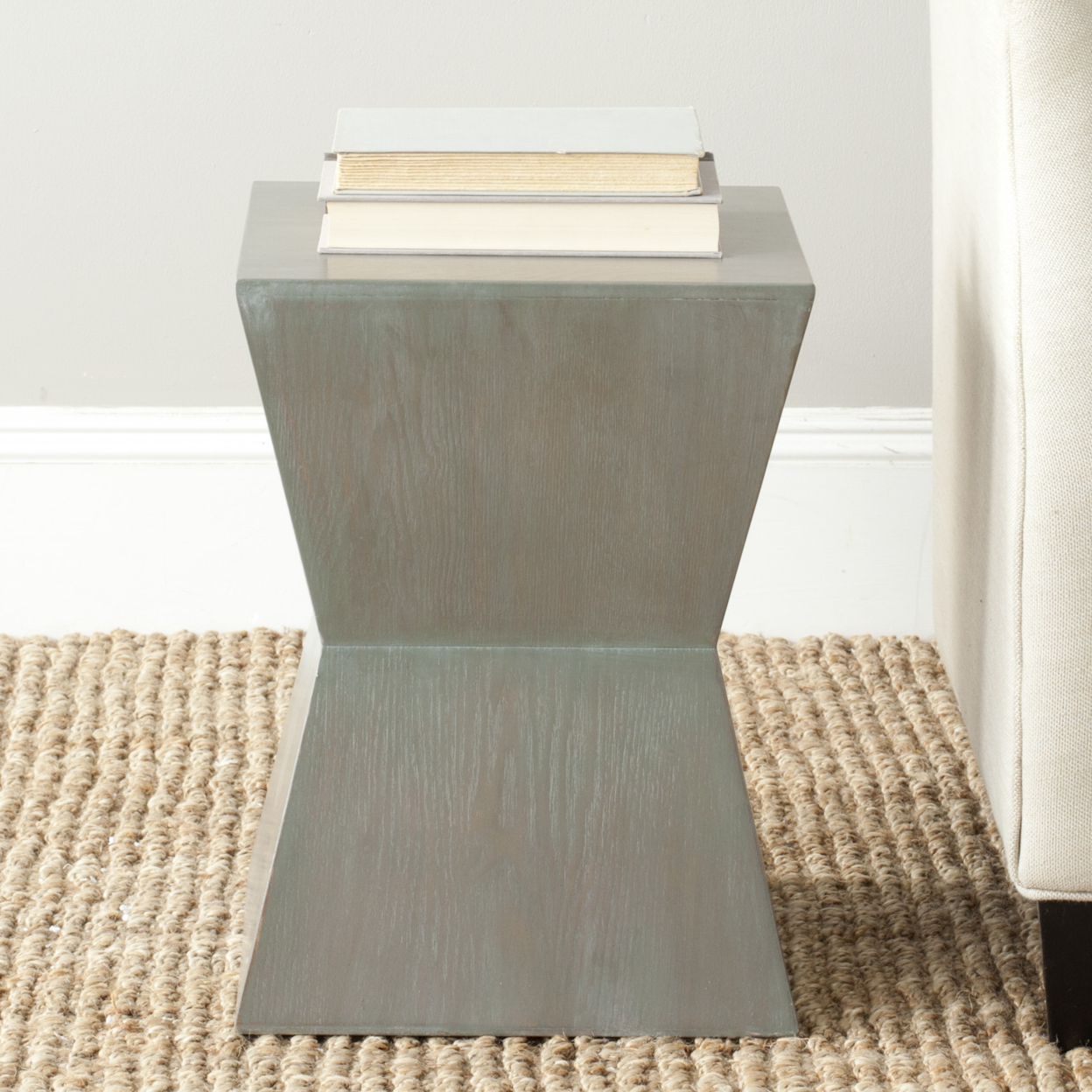 SAFAVIEH Lotem Curved Square Top Accent Table Ash Grey
