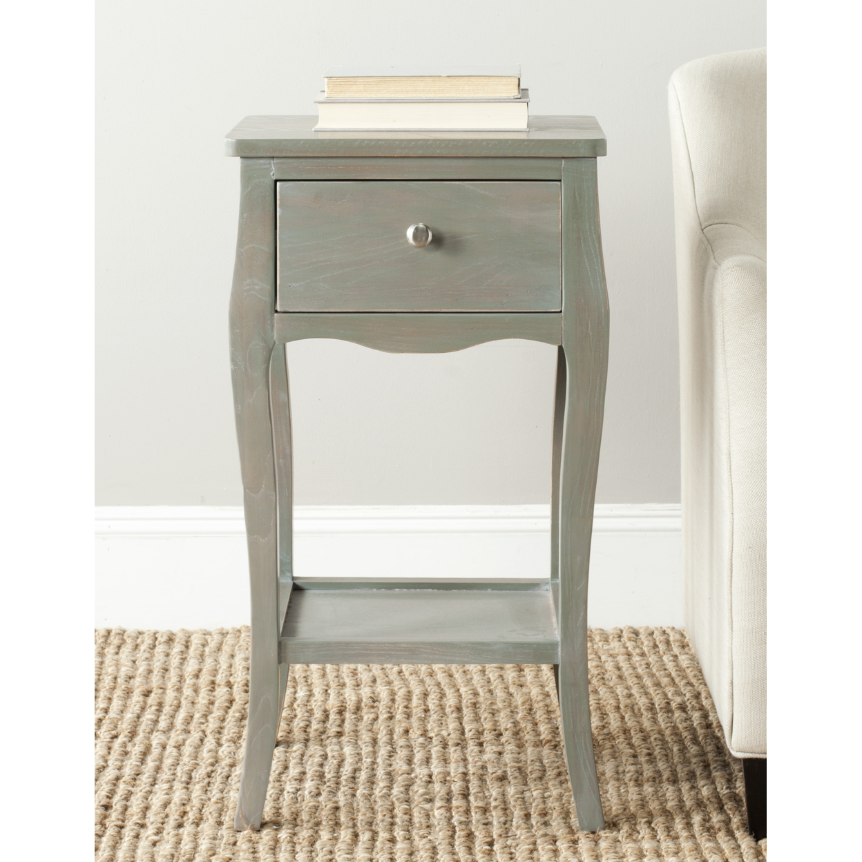SAFAVIEH Thelma End Table With Storage Drawer Ash Grey