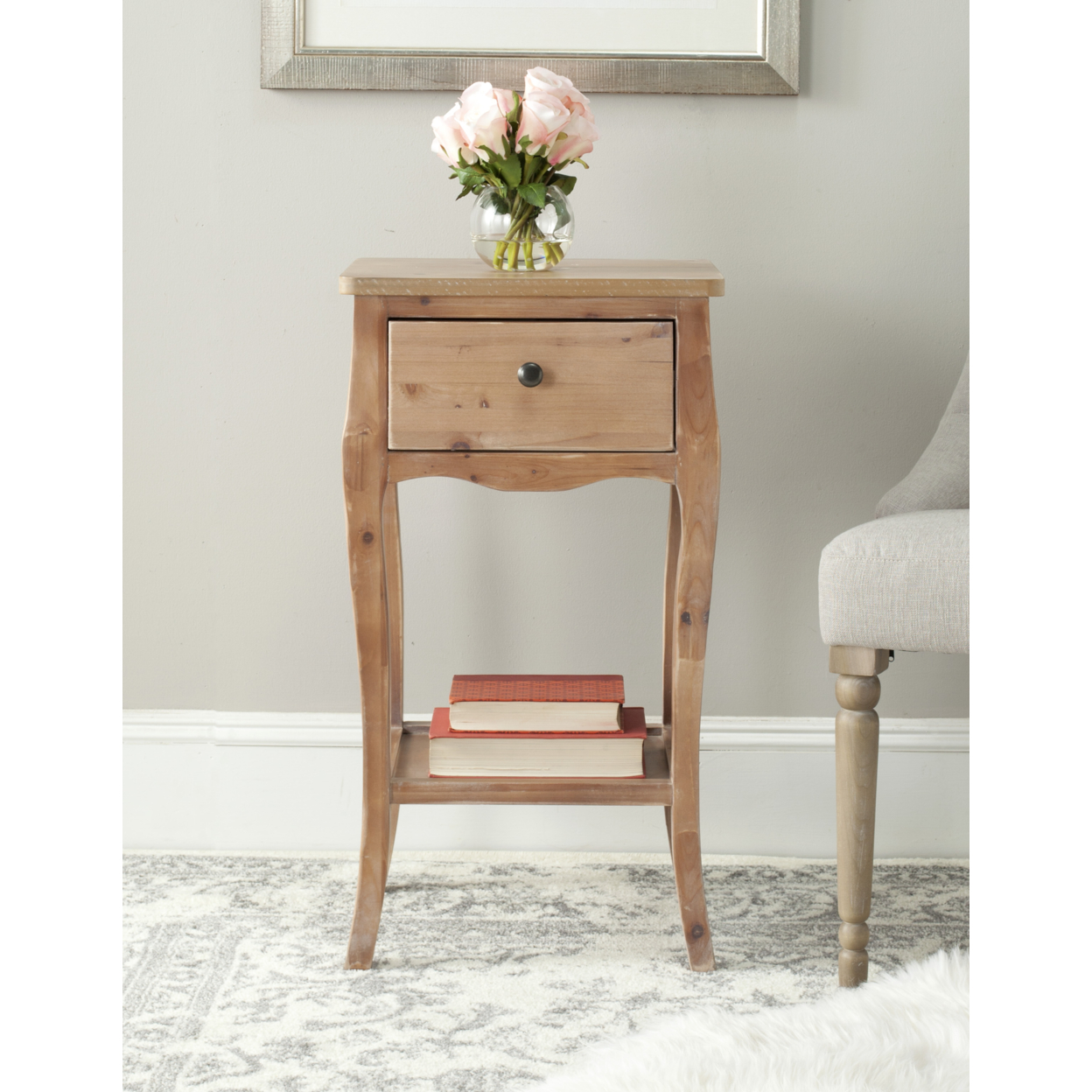 SAFAVIEH Thelma End Table With Storage Drawer Honey Natural