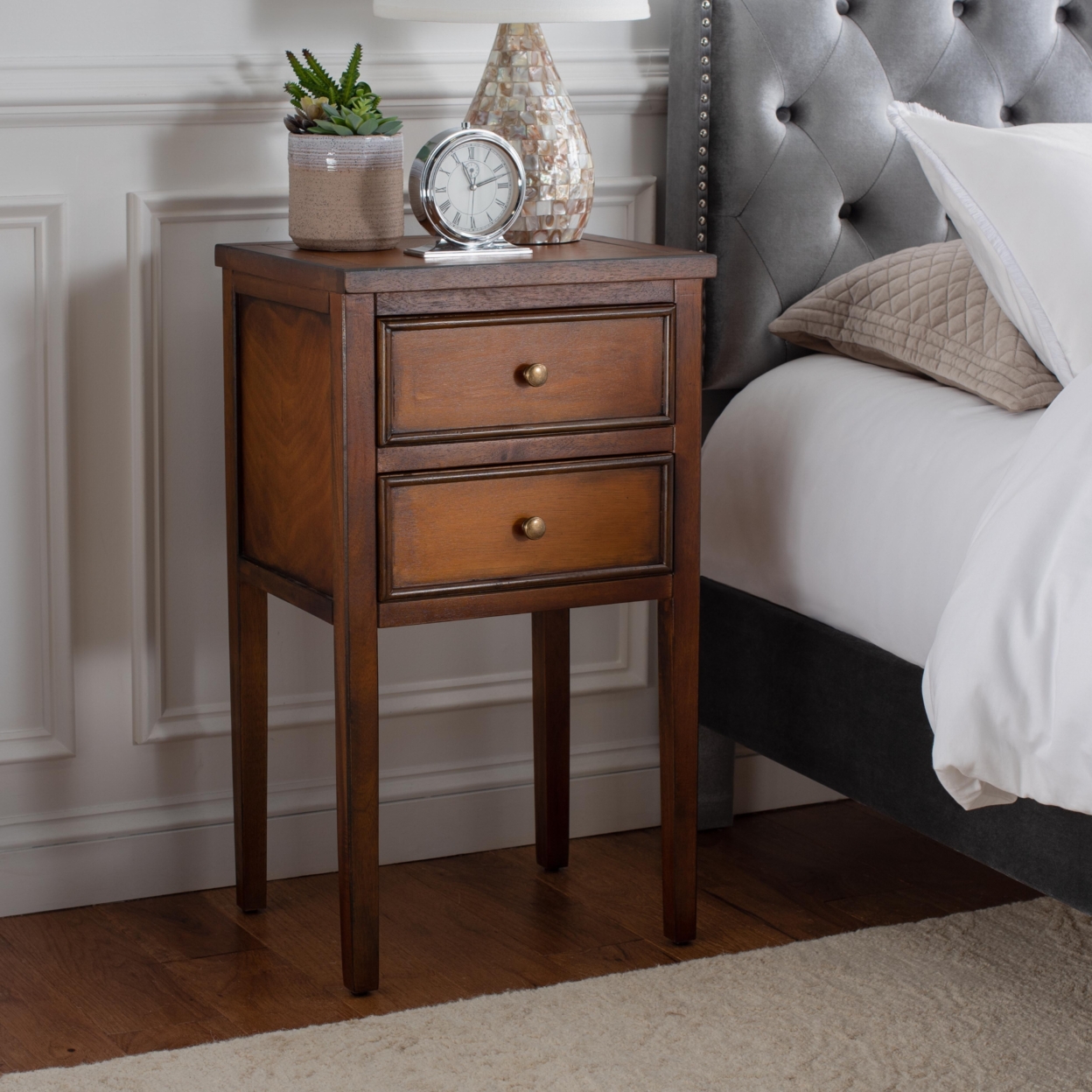 SAFAVIEH Toby Nightstand With Storage Drawers Brown