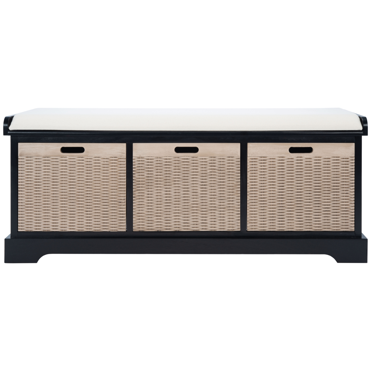 SAFAVIEH Landers 3-Drawer/Cushion Storage Bench Black