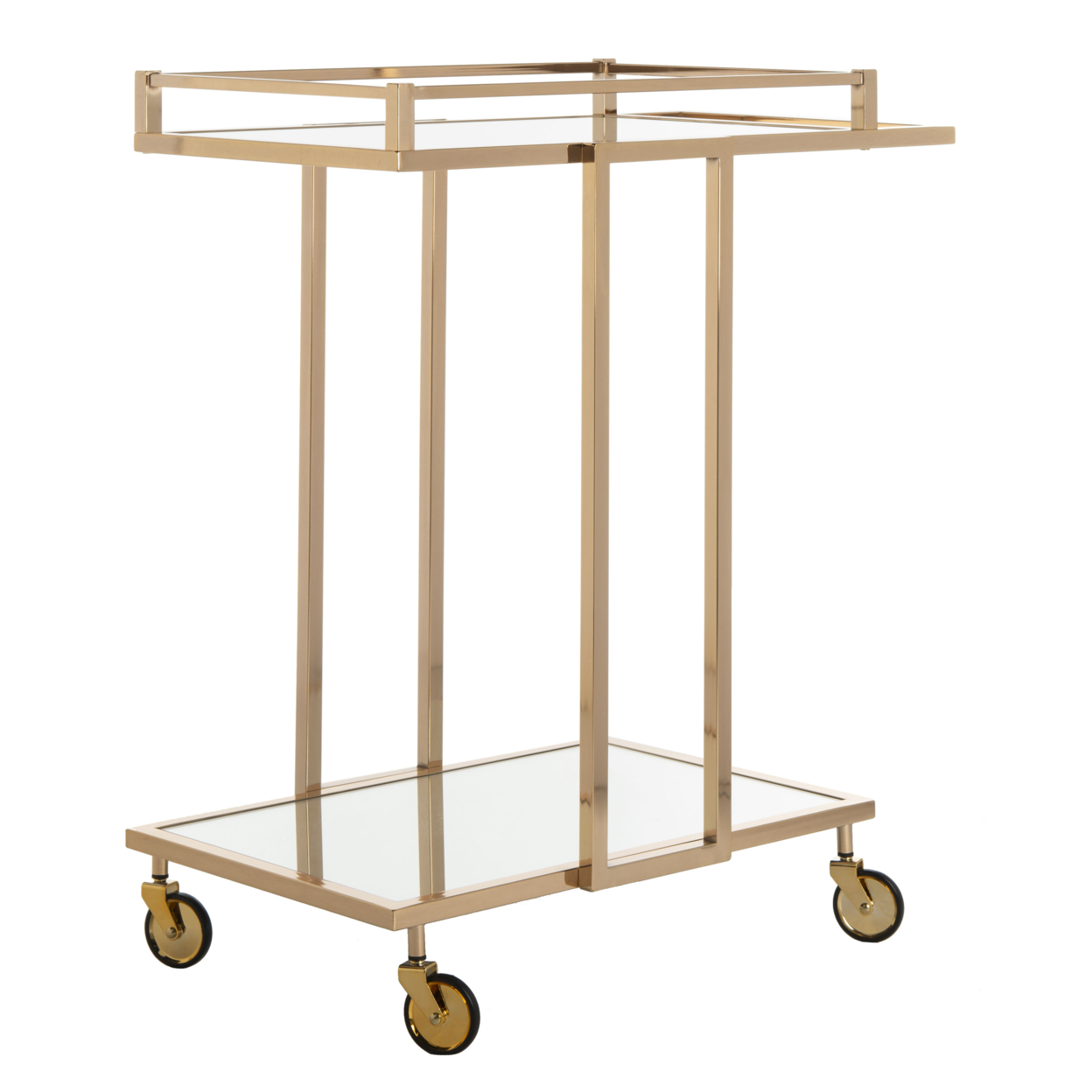 SAFAVIEH Capri 2-Tier Rectangle Bar Cart Gold/ Mirror