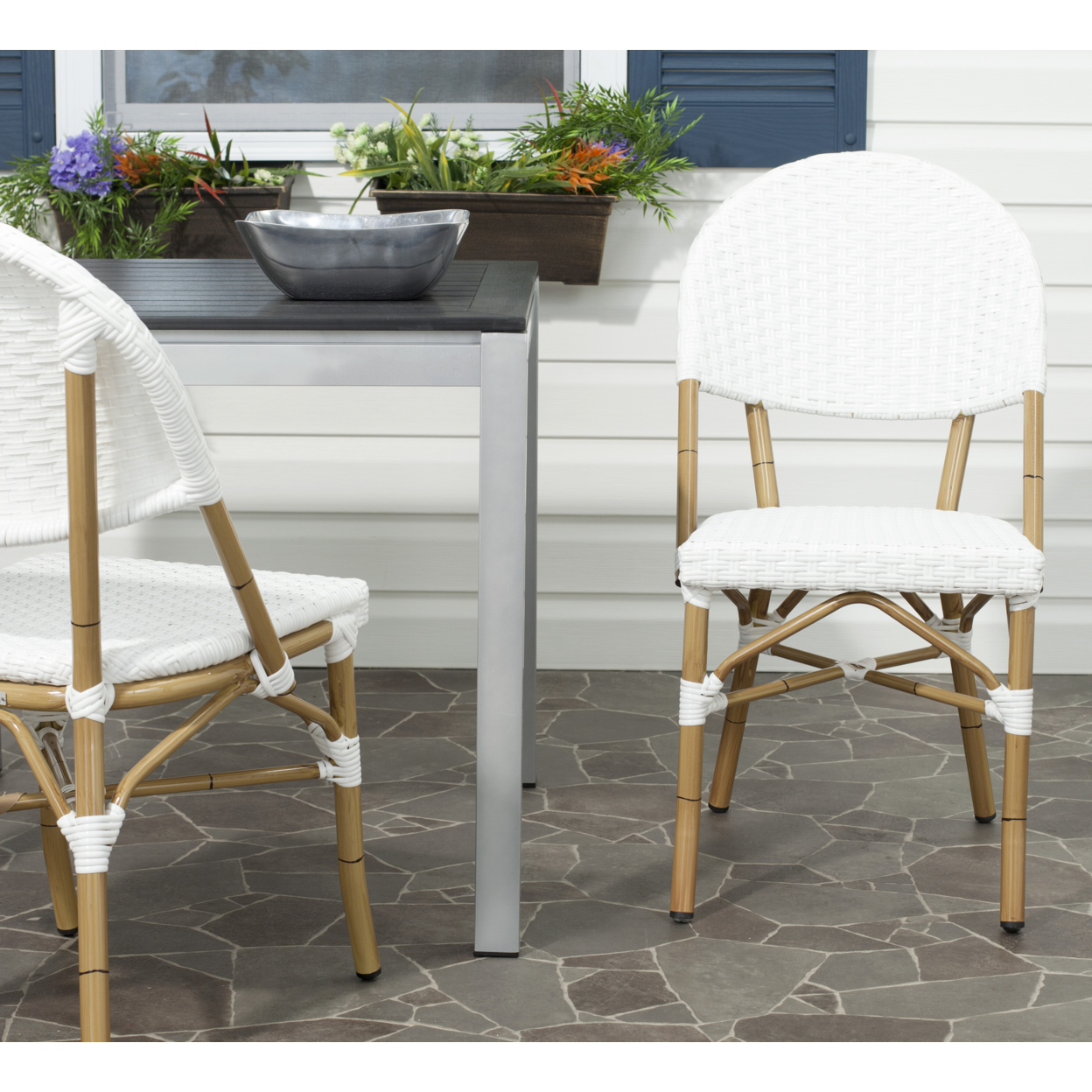 SAFAVIEH Outdoor Collection Barrow Indoor Side Chair White/Light Brown