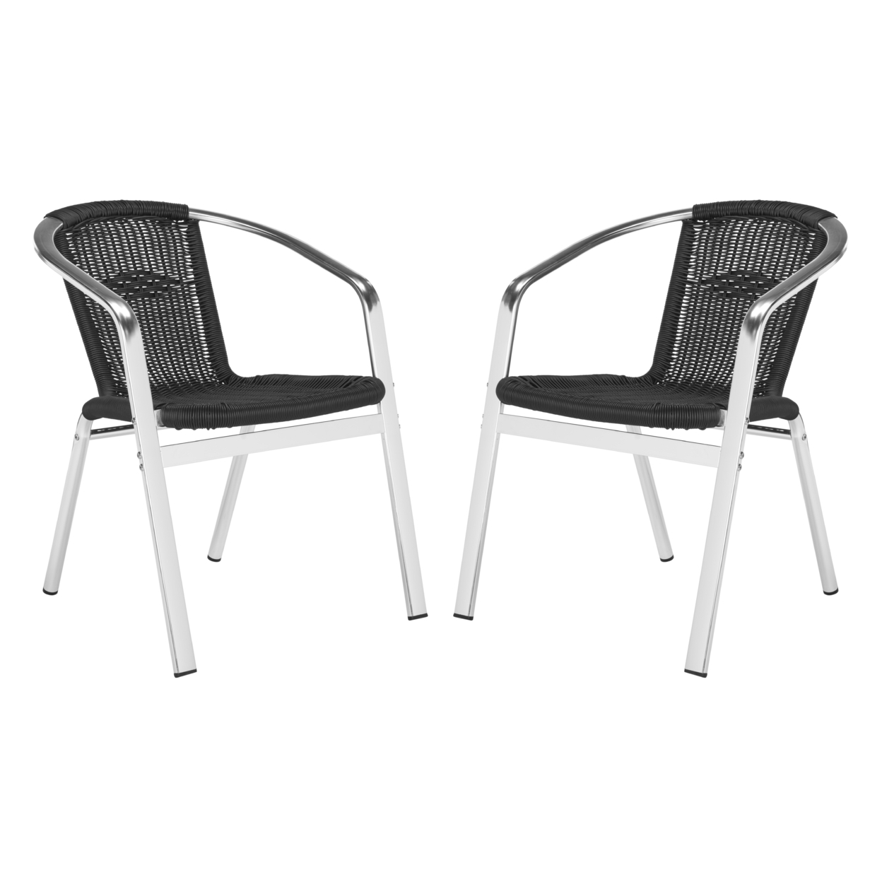 SAFAVIEH Outdoor Collection Wrangell Indoor Outdoor Stacking Arm Chair Black