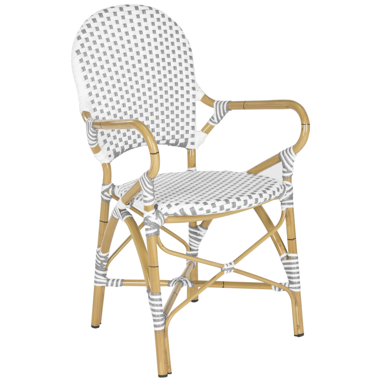 SAFAVIEH Hooper Indoor Outdoor Stacking Arm Chair Grey / White