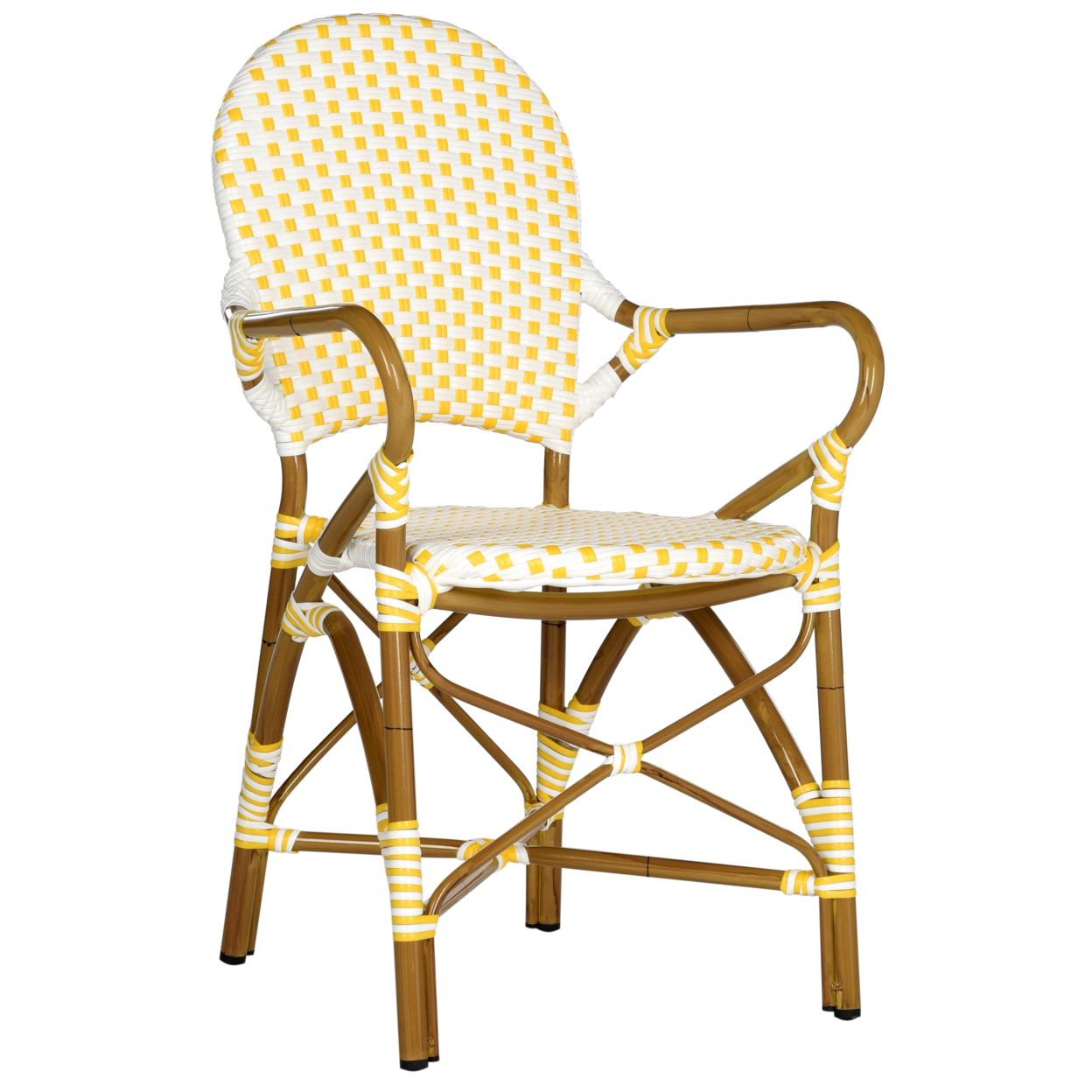 SAFAVIEH Hooper Indoor Outdoor Stacking Arm Chair Yellow / White