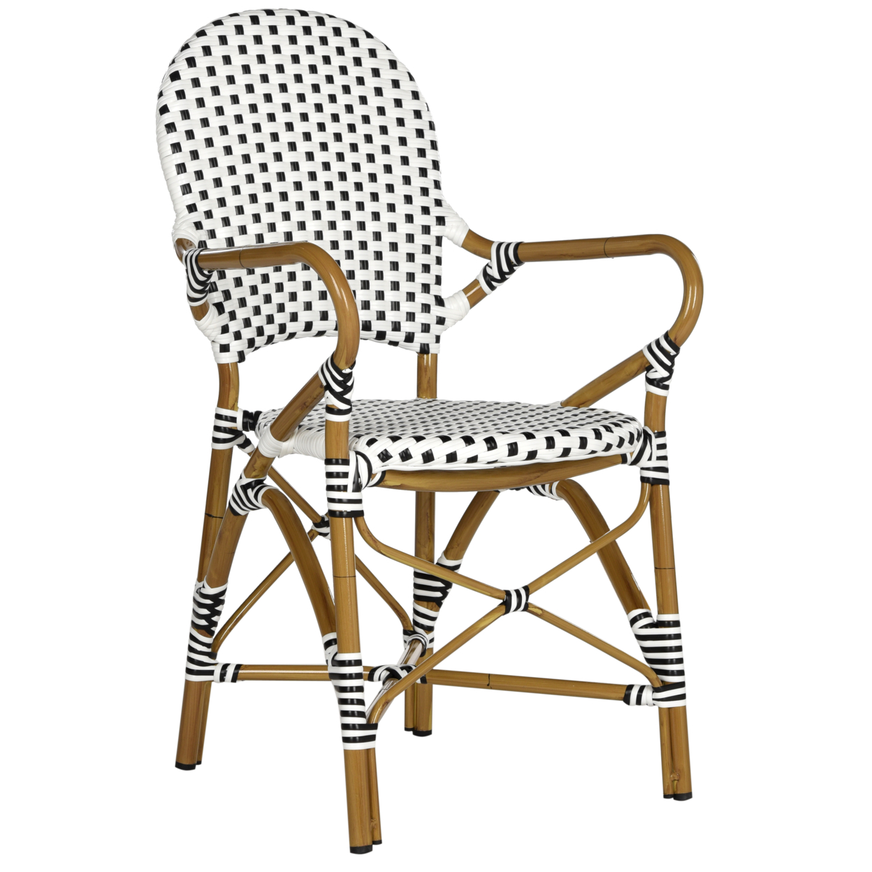 SAFAVIEH Hooper Indoor Outdoor Stacking Arm Chair Black / White