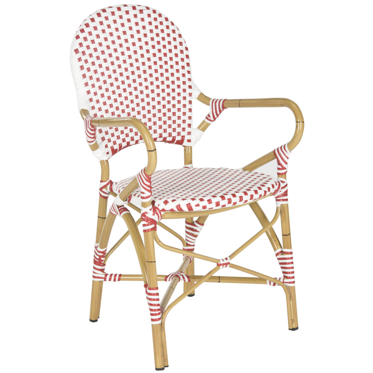 SAFAVIEH Hooper Indoor Outdoor Stacking Arm Chair Red / White