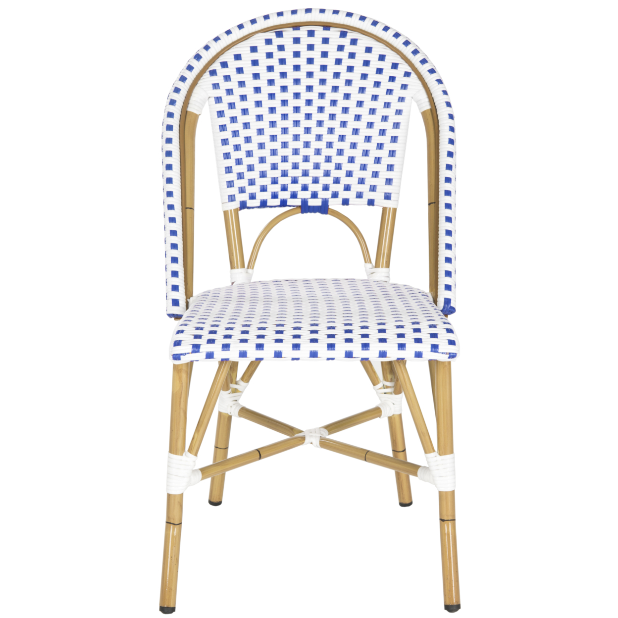 SAFAVIEH Outdoor Collection Salcha Bistro Side Chair Blue/White/Light Brown