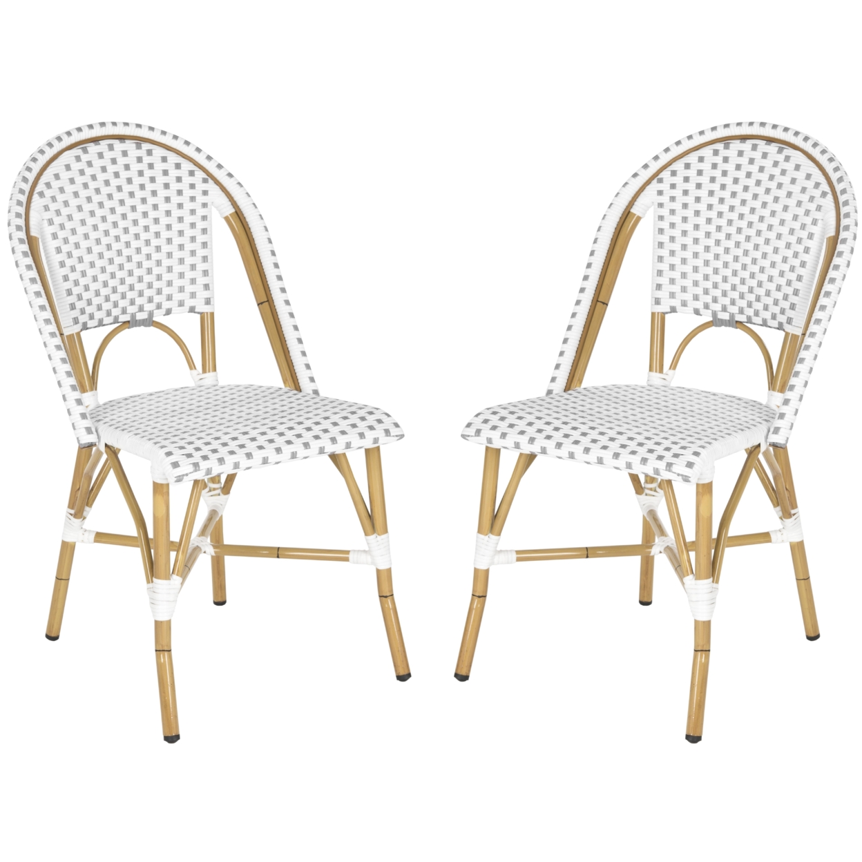 SAFAVIEH Outdoor Collection Salcha Bistro Side Chair Grey/White/Light Brown