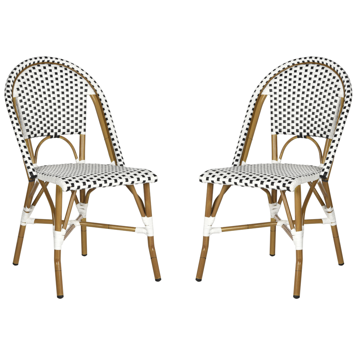 SAFAVIEH Outdoor Collection Salcha Bistro Side Chair Black/White/Light Brown