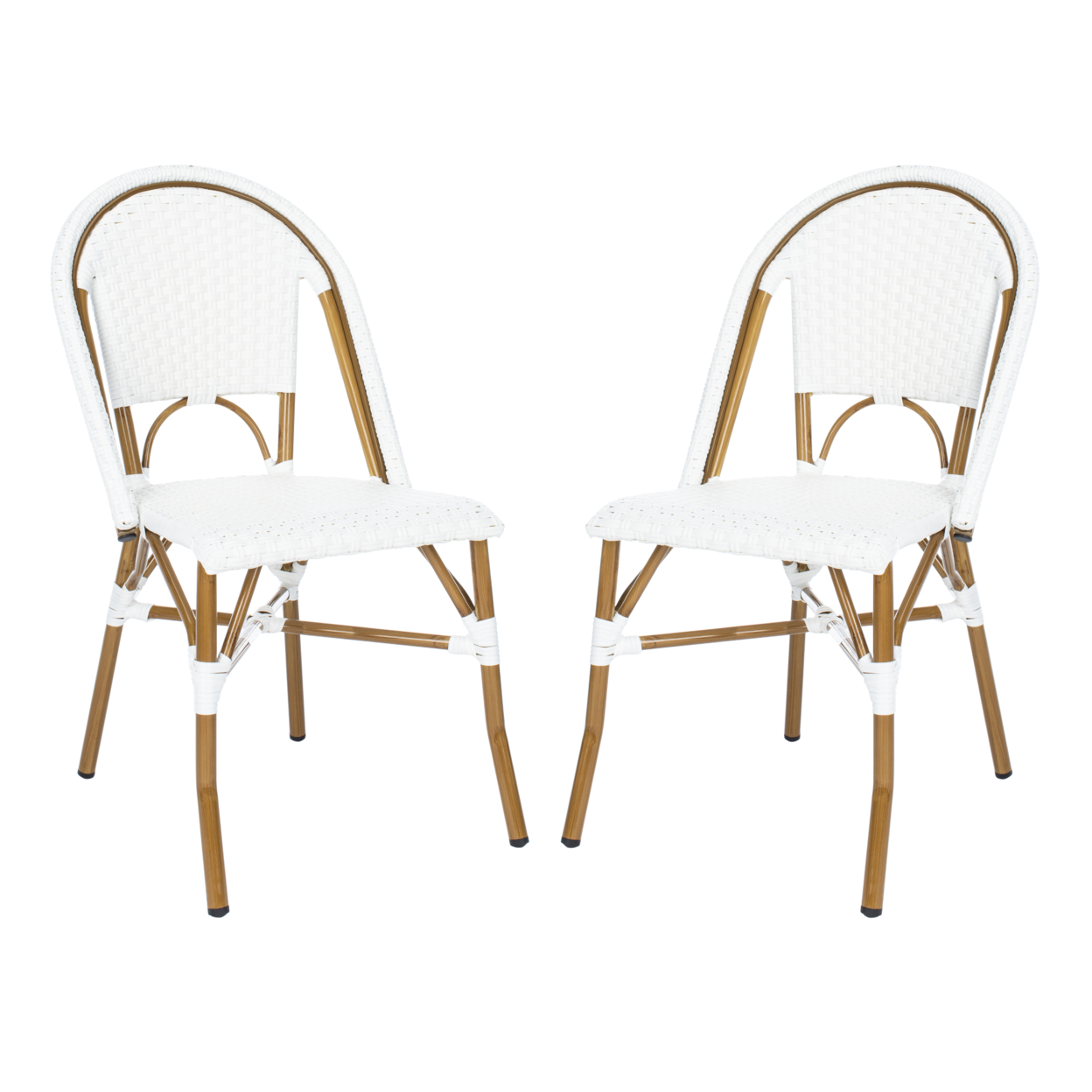 SAFAVIEH Outdoor Collection Salcha Bistro Side Chair White/Light Brown