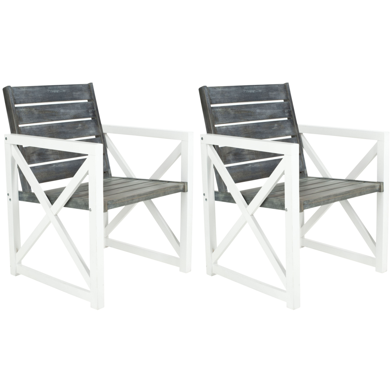 SAFAVIEH Outdoor Collection Irina Arm Chair White/Ash Grey