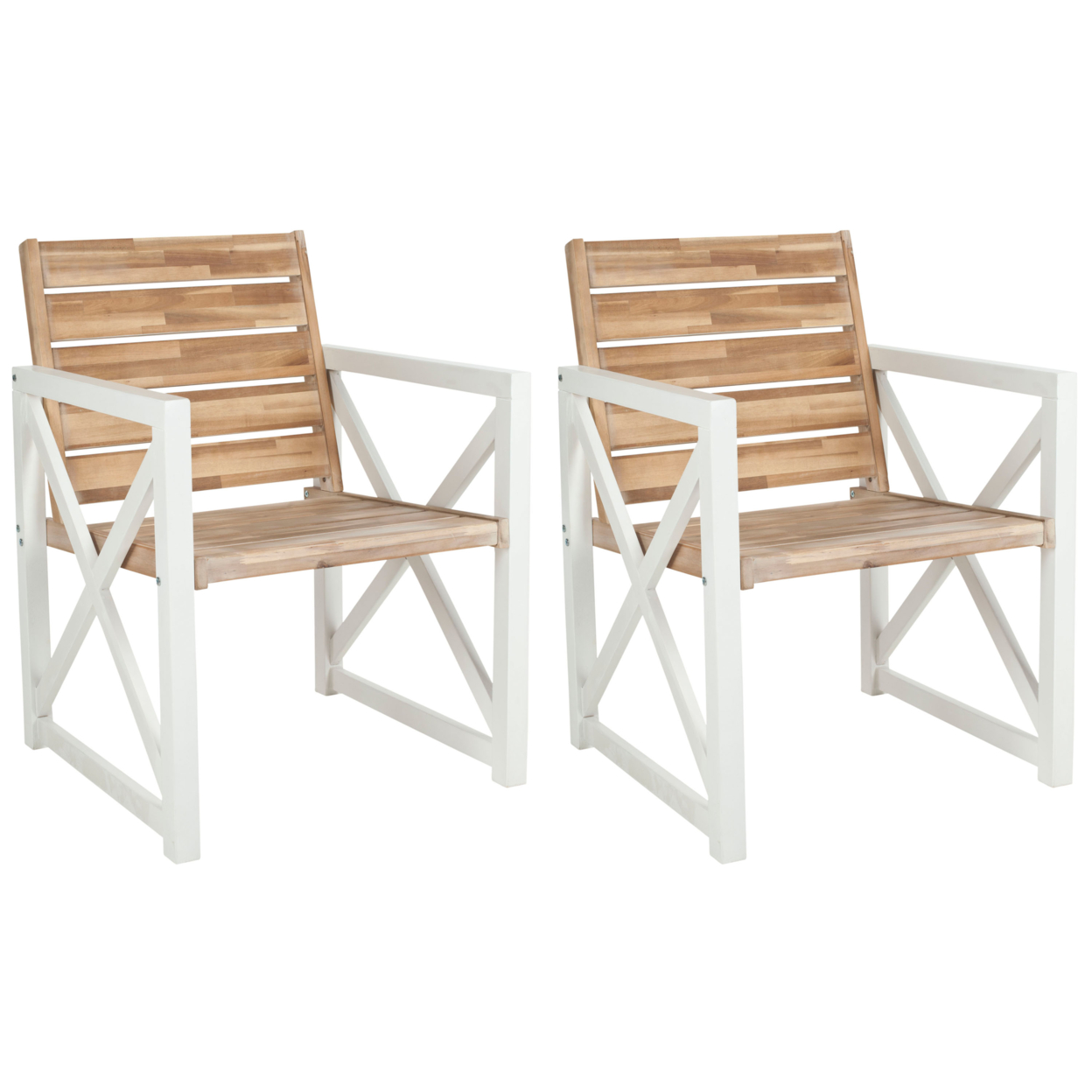 SAFAVIEH Outdoor Collection Irina Arm Chair White/Oak