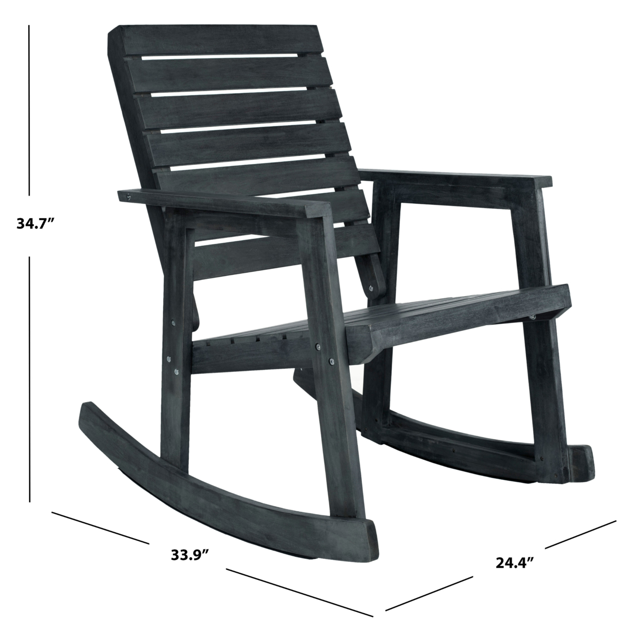 SAFAVIEH Outdoor Collection Alexei Rocking Chair Dark Slate Grey