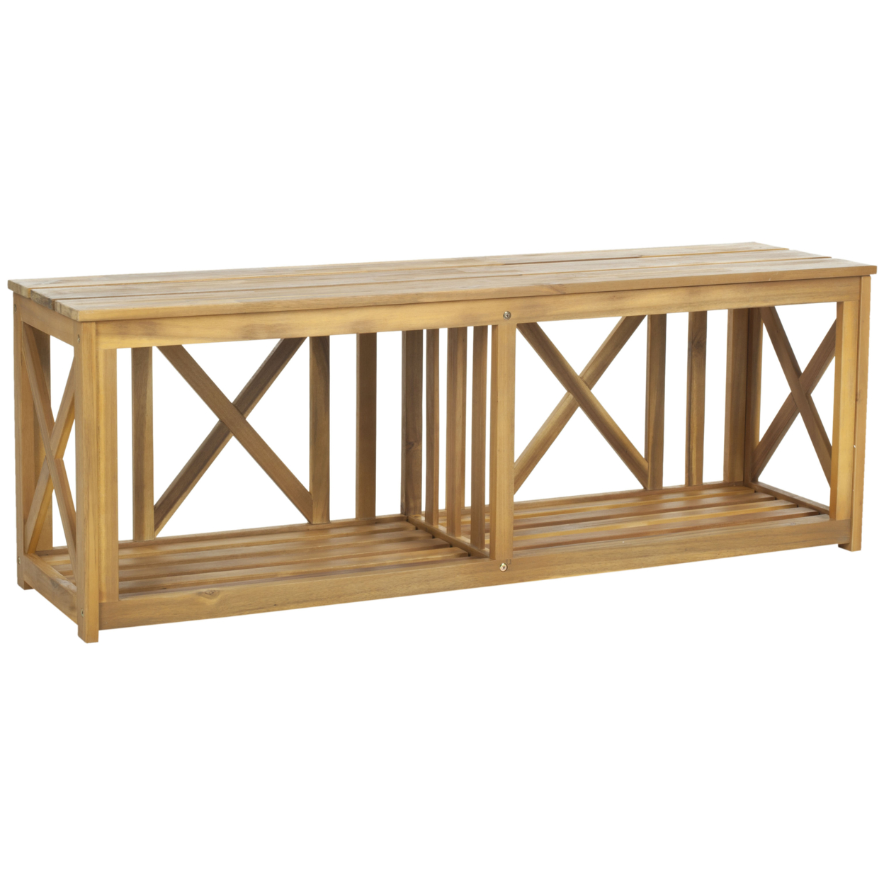 SAFAVIEH Outdoor Collection Branco Bench Natural Brown