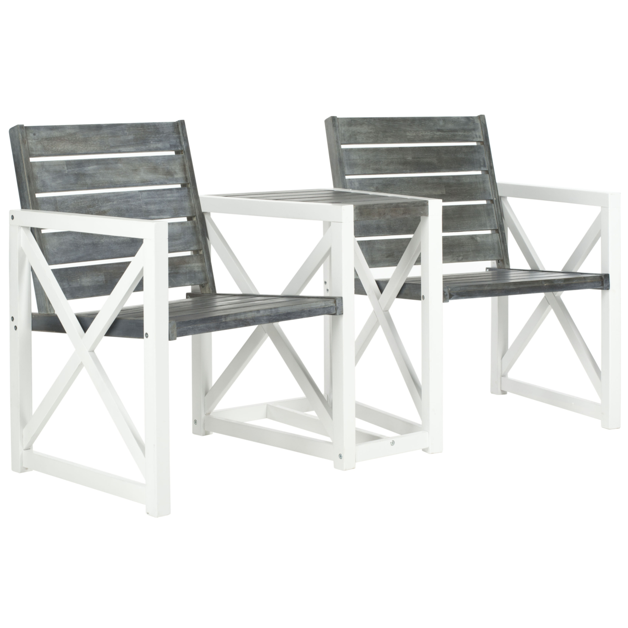SAFAVIEH Outdoor Collection Jovanna 2-Seat Bench White/Ash Grey