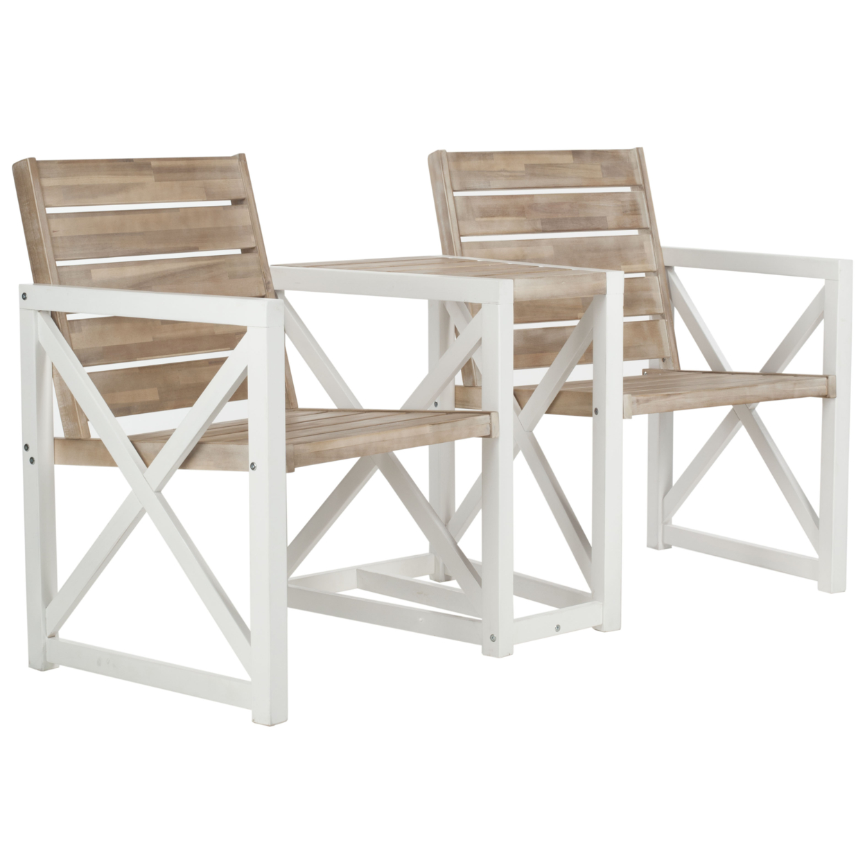 SAFAVIEH Outdoor Collection Jovanna 2-Seat Bench White/Oak