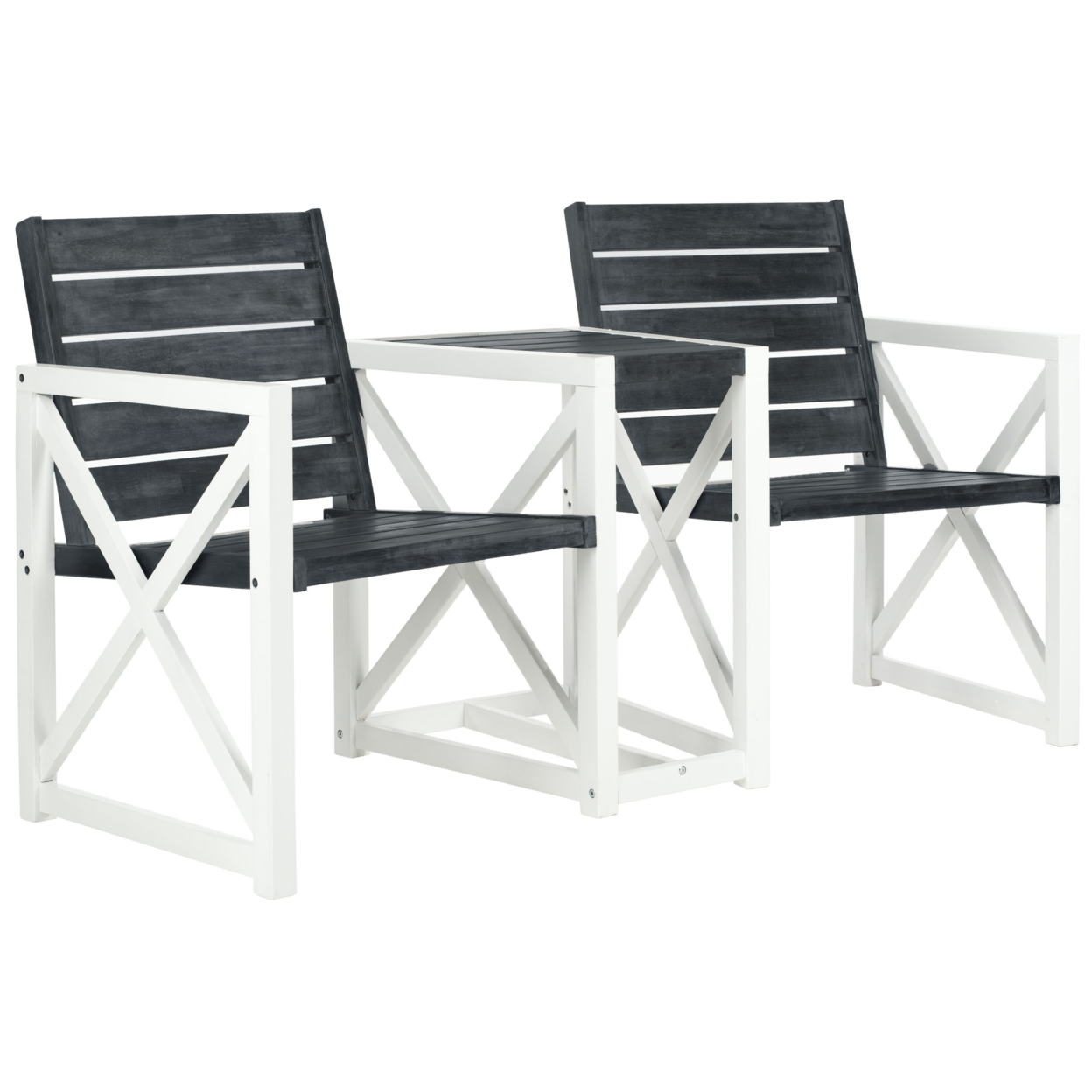 SAFAVIEH Outdoor Collection Jovanna 2-Seat Bench White/Dark Slate Grey