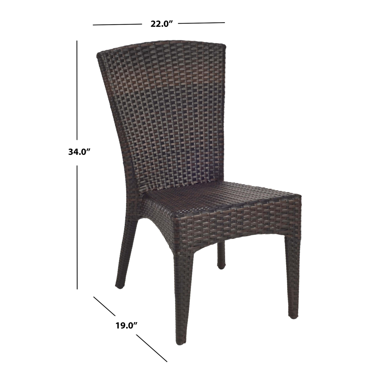 SAFAVIEH Outdoor Collection New Castle Wicker Side Chair Black/Brown