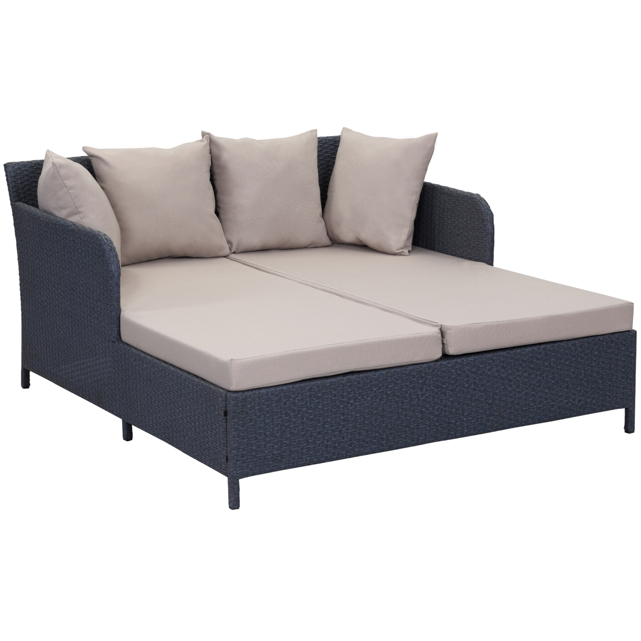 SAFAVIEH Outdoor Collection August Daybed Titanium/Sand